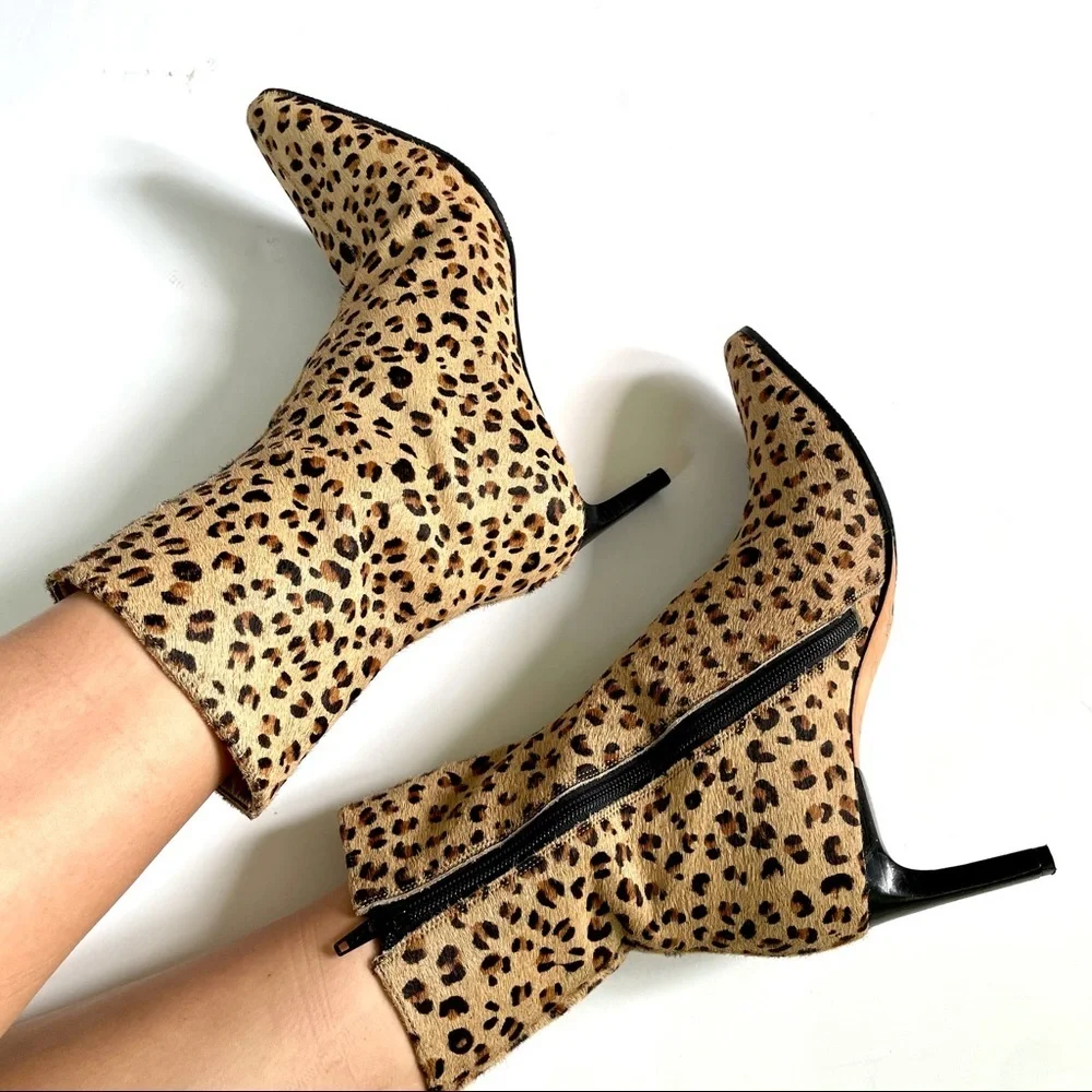 Bernardo Calf Hair Leopard Print Stiletto Boots - Picture 15 of 15